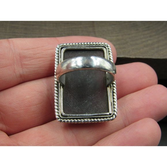 Size 4.5 Sterling Silver Large Handmade Glass Resin Band Ring Vintage Statement - Picture 5 of 9